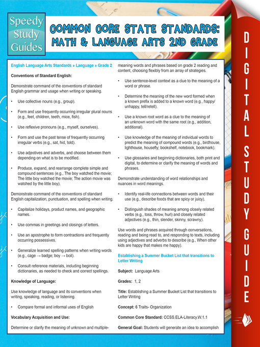 Title details for Common Core State Standards - Math and Language Arts, 2nd Grade by Speedy Publishing - Available